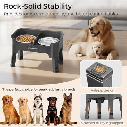 URPOWER Mess Proof Elevated Dog Bowls, Splash Guard Raised Bowl Stand - Image 7