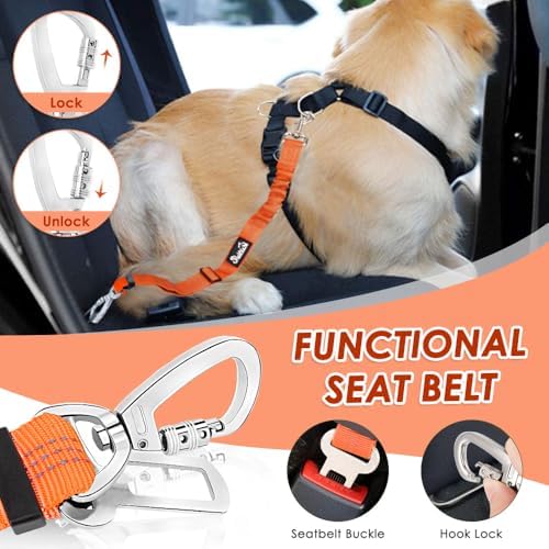 SlowTon Dog Seatbelt, 2 Pack Adjustable Heavy Duty Dog Safety Seat Belt - Image 3
