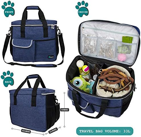 PetAmi Dog Travel Bag Organizer, Pet Supplies Diaper Tote, Navy Blue Large - Image 2