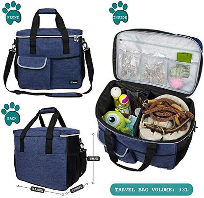 PetAmi Dog Travel Bag Organizer, Pet Supplies Diaper Tote, Navy Blue Large - Image 2