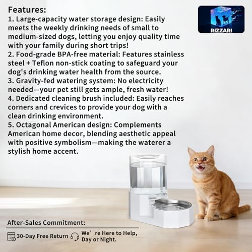 Sfozstra 4L Stainless Steel Gravity Water Dispenser:Cat Bowl - Image 2