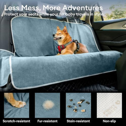 FUNNY FUZZY Dog Car Seat Cover for Back Seat, Back Seat Pet Cover for Dogs Waterproof, Scratchproof Dog Backseat Cover, Non-Slip Bench Car Seat Protector, Universal Fit Most Cars, SUVs, Trucks, Blue - Image 3