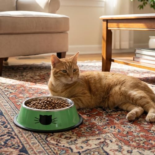 8 Pack Cat Bowls, Stainless Steel Cat Water Food Bowl Set with Anti-Slip Base, 7oz Shallow Pet Dish for Kittens & Small Dogs, Multi-Color (Blue, Black, Purple, Orange, Green, Gray, Red, Pink) - Image 4