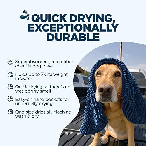 Soggy Doggy Super Shammy Absorbent Dog Towel, Navy Blue, 31x14 - Image 3