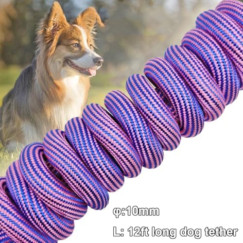 BTINESFUL 8/12/20/30/50/75ft Dog Tie-Out Long Tether Rope Dog Lead for Yard - Image 3