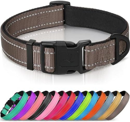 Joytale Reflective Dog Collar, Adjustable Neoprene Padded, Brown XS by Joytale
