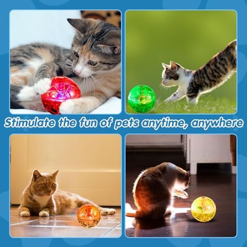 Frienda 4 Pcs Light up Cat Ball LED Motion Ghost Hunting Cat Ball, Classic - Image 6