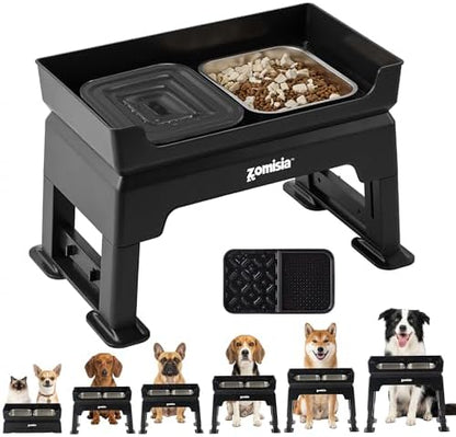 ZOMISIA Elevated Dog Bowls with No Spill Water Bowl, 6 Height Adjustable by Zomisia