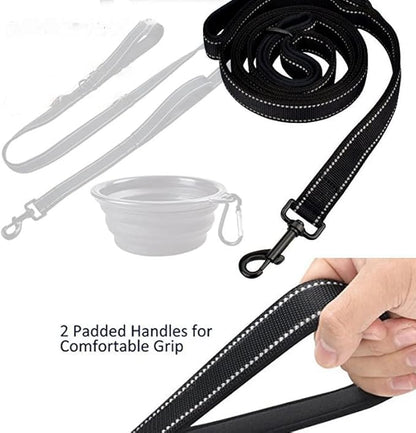 Heavy Duty Dog Leash with 2 Handles - 5FT Reflective Anti-Pull Training Lead for Medium & Large Dogs, Double Handle Leash with Padded Grip, Durable Nylon Pet Leash (Blue) by [CHENEDY]