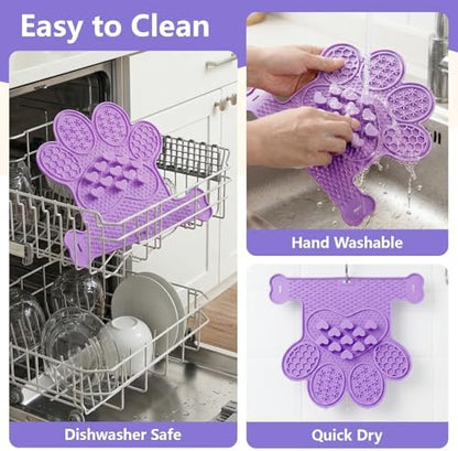 Dog Lick Mat with Suction Cups, Slow Feeder & Enrichment Mat for Dogs & Cats, Silicone Feeding Mat for Wet & Dry Food, Anxiety Relief, Mess-Free Foldable Pocket Design, Purple - Image 7