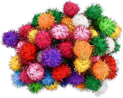 yuntop 70 Pack Assorted Color Sparkle Balls Glitter Tinsel Ball Cat Sparkle Balls Toys Interactive Cats Pom Poms Ball for Kittens Cat's Favorite Toy by yuntop