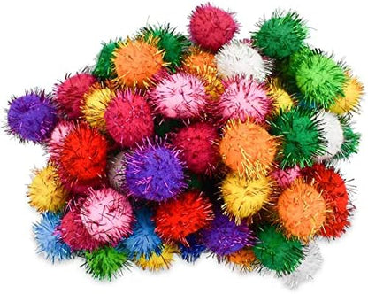 yuntop 70 Pack Assorted Color Sparkle Balls Glitter Tinsel Ball Cat Sparkle Balls Toys Interactive Cats Pom Poms Ball for Kittens Cat's Favorite Toy by yuntop