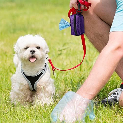 Dog Waste Bag Dispenser Pet Poop Bags Holder for Doggie Waste Bags Dispensers Soft Fabric Zipper Small Doggy Puppy Pouch for Leash Accessory Attachment with Carrier,2PCS Purple - Image 3