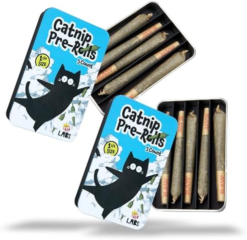 LIT LABS Catnip Toy - 10 Organic Pre-Roll Joints for Extra Purr - Funny Cat Toy for Indoor Cats with Existential Dread by LIT+LABS