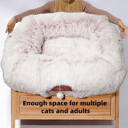 XxingSheep Extra Large Cat Tunnel Bed Plush Cat Cave for Indoor Cats - Image 3