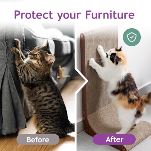 Necoichi Cardboard Cat Scratcher Wall for Indoor Cats - Cat Scratching Board, Cat Scratch Pad Lounger with Reversible Usability and Extra Comfort for Lounge, Curved (Dark Cherry, Large) - Image 2
