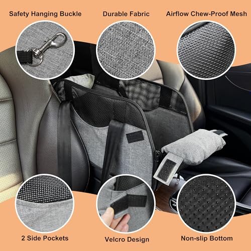 Center Console Dog Car Seat for Small Dogs with Mesh, Dog Booster Seat with Upgraded Safety Tethers, Detachable Washable Pet Car Seat Travel Bed Under 25lbs(Mesh) - Image 3