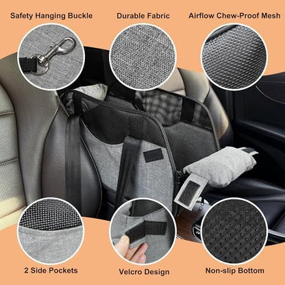 Center Console Dog Car Seat for Small Dogs with Mesh, Dog Booster Seat with Upgraded Safety Tethers, Detachable Washable Pet Car Seat Travel Bed Under 25lbs(Mesh) - Image 3