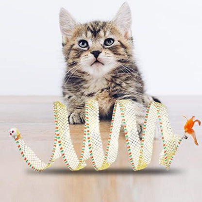 2pcs, Folded Cat Tunnel Spring, 10in Large Portable Cat Toy Spiral Tunnel - Image 4