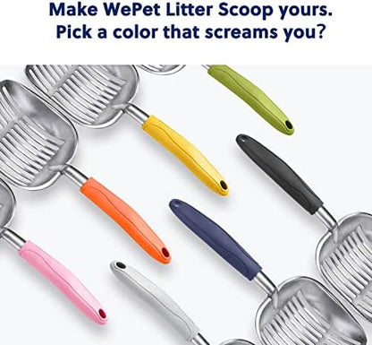 WePet Cat Litter Scoop, Aluminum Alloy Sifter, Kitty Metal Scooper, Deep Shovel, Long Handle, Poop Sifting, Kitten Pooper Lifter, Durable, Heavy Duty, for Litter Box - Image 6