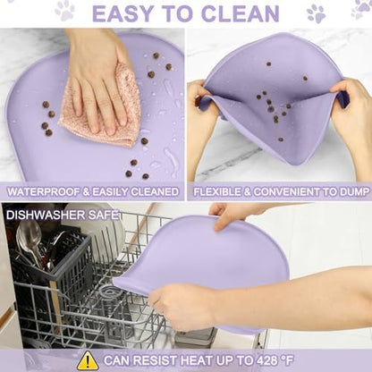 SMILOOL Waterproof Silicone Pet Food Mat with Raised Edge for Dog & Cat - Image 6