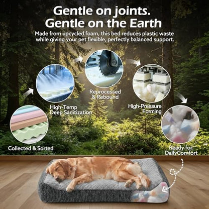 JOEJOY Orthopedic Dog Bed Medium Sized Dogs, Extra Thick Supportive Big Dog Couch Bed with Sides, Ultra Soft Pet Bed Sofa, Light Grey, 35''x25'' - Image 5