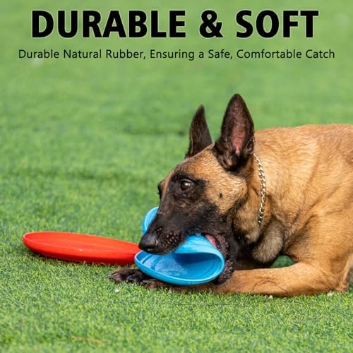 Dog Flying Disc - Durable Rubber Dog Toy for Fetch - Interactive Lightweight Flyer Dog Toys for Outdoor Playtime - Safer Disc for Healthy Activity - for Small/Medium Dogs 2 Pack - Image 2