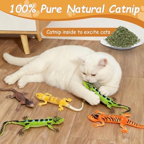 Catnip Toys, Catnip Lizard Toys for Indoor Cats, 4-Pack Interactive Cat Kicker Toys for Teeth Cleaning & Boredom Relief, Durable Plush Cat Toys for Kitten and Adult Cats, for Cat Lovers - Image 3
