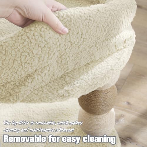YOCAN Small Cat Tree for Indoor Cats with Hanging Toy Ball-White - Image 6