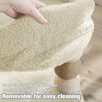 YOCAN Small Cat Tree for Indoor Cats with Hanging Toy Ball-White - Image 6