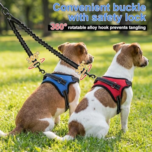 3 Pcs Double Dog Leash No Pull Dog Harness 360° Swivel No Tangle Vest Adjustable Dual Leash Reflective Vest Harness Walking Training Lead for Two Small Medium Dogs (L,Chest 24.4"- 30.3") - Image 4