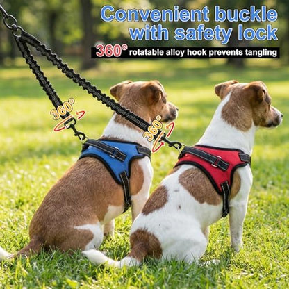 3 Pcs Double Dog Leash No Pull Dog Harness 360° Swivel No Tangle Vest Adjustable Dual Leash Reflective Vest Harness Walking Training Lead for Two Small Medium Dogs (L,Chest 24.4"- 30.3") - Image 4