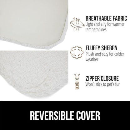 GORILLA GRIP Cat Window Perch, Foldable Cat Window Hammock Bed with 6 Large Suction Cups, Cordless Indoor Wall Shelves, Strong Metal Frame Holds 40lbs, Reversible Washable Sherpa Cover, Large Beige