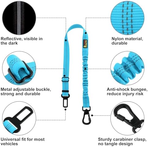 Plutus Pet Dog Seat Belt for Car, Adjustable Harness with Elastic Bungee - Image 2