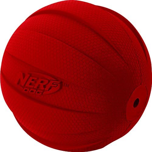 Nerf Dog Rubber Ball Dog Toy with Interactive Squeaker, Lightweight, Durable and Water Resistant, 4 Inch Diameter for Medium/Large Breeds, Single Unit, Red - Image 3