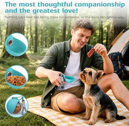 Portable Dog Water Bottle for Walking, 10oz Stainless Steel Pet Water Dispenser with Foldable Silicone Bowl, Leak-Proof Puppy Water Bottle for Small Dogs&Cats,Travel Hiking Outdoor Use(Blue Bow Print) - Image 2