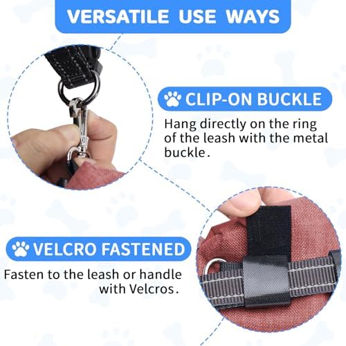 Dog Poop Bag Holder with Treat Pouch, 2 Zipper Pockets & Leash Clip - Image 4