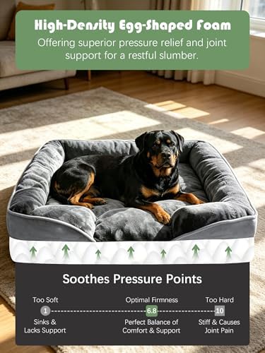 Spotted Play Orthopedic Dog Bed with Sides - Dog Sofa Beds for Extra Large Dogs, Supportive Foam Pet Couch Bed with Washable Removable Cover, Waterproof Lining and Non-Slip Bottom, Grey - XL - Image 4