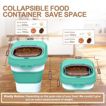 TIOVERY Dog Food Storage Container, 10lb to 13lb Collapsible Dog Cat Food Containers with Airtight Clear Flip-top and Pet Food Scoop, Pet Food Storage Container Bin for Dog Cat Bird Other Pets (Green) - Image 2