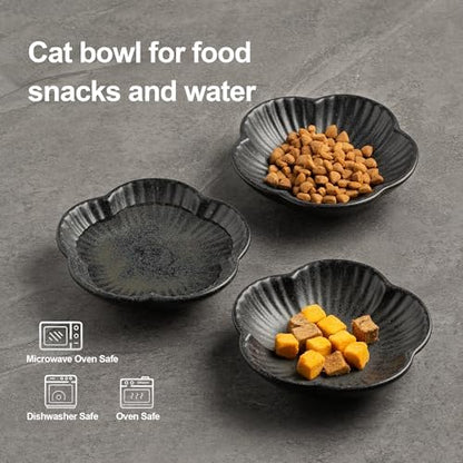 Mecaikru Ceramic Cat Food Bowls, Whisker Friendly Shallow Plates Set of 3 - Image 4