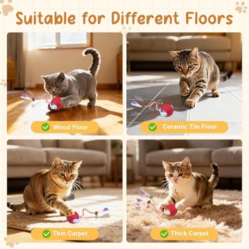 2PCS Interactive Cat Toys for Indoor Cats with 6 Tails, Automatic Cat Toy - Image 2