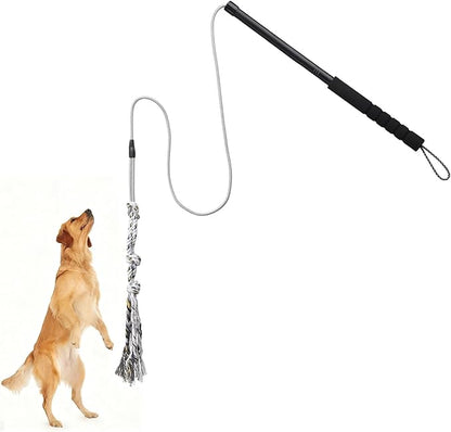Outdoor Flirt Pole for Dogs - Interactive Toy Teaser Wand for Dogs Outdoor Chase and Tug of War Heavy Duty Dog Flirt Pole, Durable Pet Toys for Dog, Black