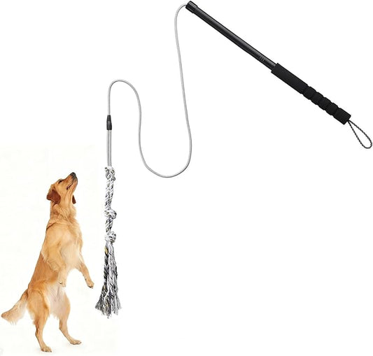 Outdoor Flirt Pole for Dogs - Interactive Toy Teaser Wand for Dogs Outdoor Chase and Tug of War Heavy Duty Dog Flirt Pole, Durable Pet Toys for Dog, Black