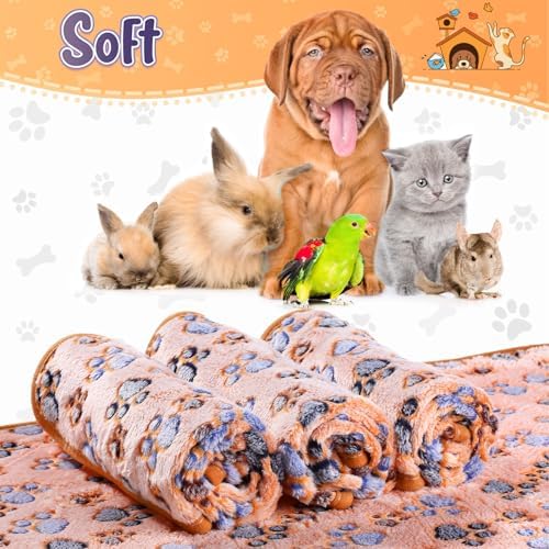 Tatuo 4 Pack Fleece Dog Blanket for Pet, Coffee, 30 x 20.5 Inch, Paw - Image 4