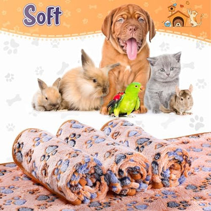 Tatuo 4 Pack Fleece Dog Blanket for Pet, Coffee, 30 x 20.5 Inch, Paw - Image 4