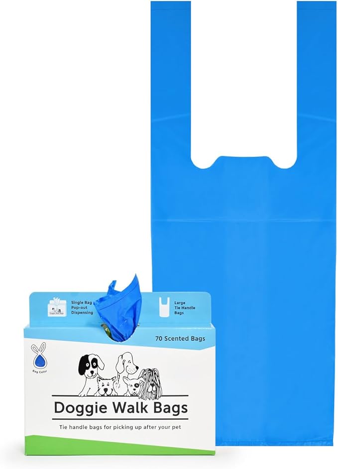 Easy-Tie Handle Dog Poop Bag, Extra Large Strong Doggy Waste Bags, Scented Easy Dispensing and Leak Proof Poo Bags