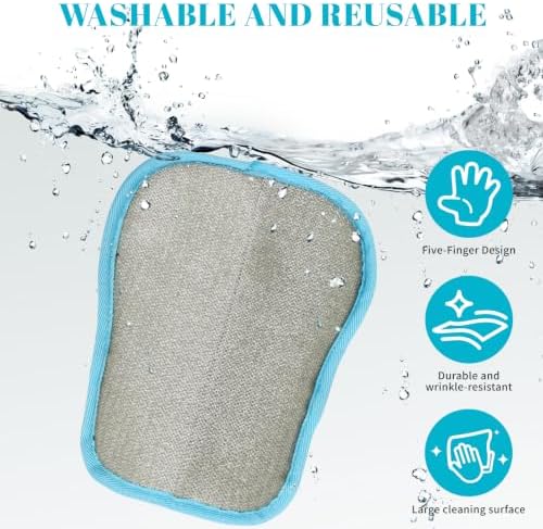 Pet Hair Removal Gloves, Blue and Black Colors, Static Hair Removal, Adjustable Strap, Reusable for Clothing, Sofa, Car Seat, Set of 2 - Image 4