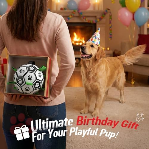 QDAN Dog Toys Dog Balls, 6 Inch Dog Soccer Ball with Straps, Herding Balls - Image 3
