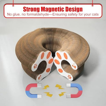 2pcs Cat Pad Scratcher Toys, Magic Organ Cat Toy & Kitty Curls Cat Toy, Interactive Cardboard Cat Scratching Board with Bell Balls, Corrugated Scratcher for Indoor Cats, Light Brown - Image 3