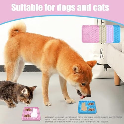 Lick Mat for Dogs and Cats，Cat Licking Pad with Suction Cups for Dog Anxiety Relief，Dog Peanut Butter Lick Pads for Dogs Perfect for Bathing Grooming,Slow Feeders for Dogs and Cats,4Pack - Image 4